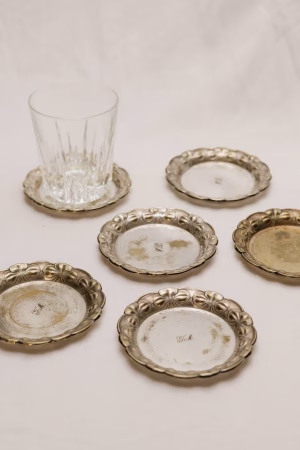 Set of 6 silver plated coasters