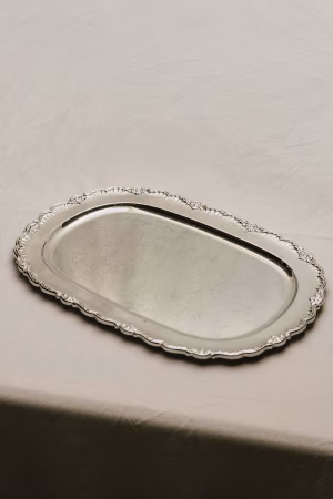 Decorated oval tray